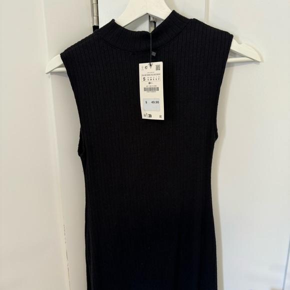 NWT Zara Black Soft Dress with Pearls S - Picture 5 of 7